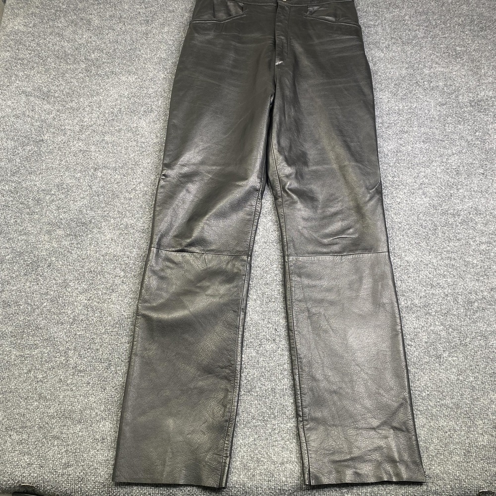 Wilsons Leather Maxima Pants Womens 10 Black Straight Leg Genuine Leather Lined